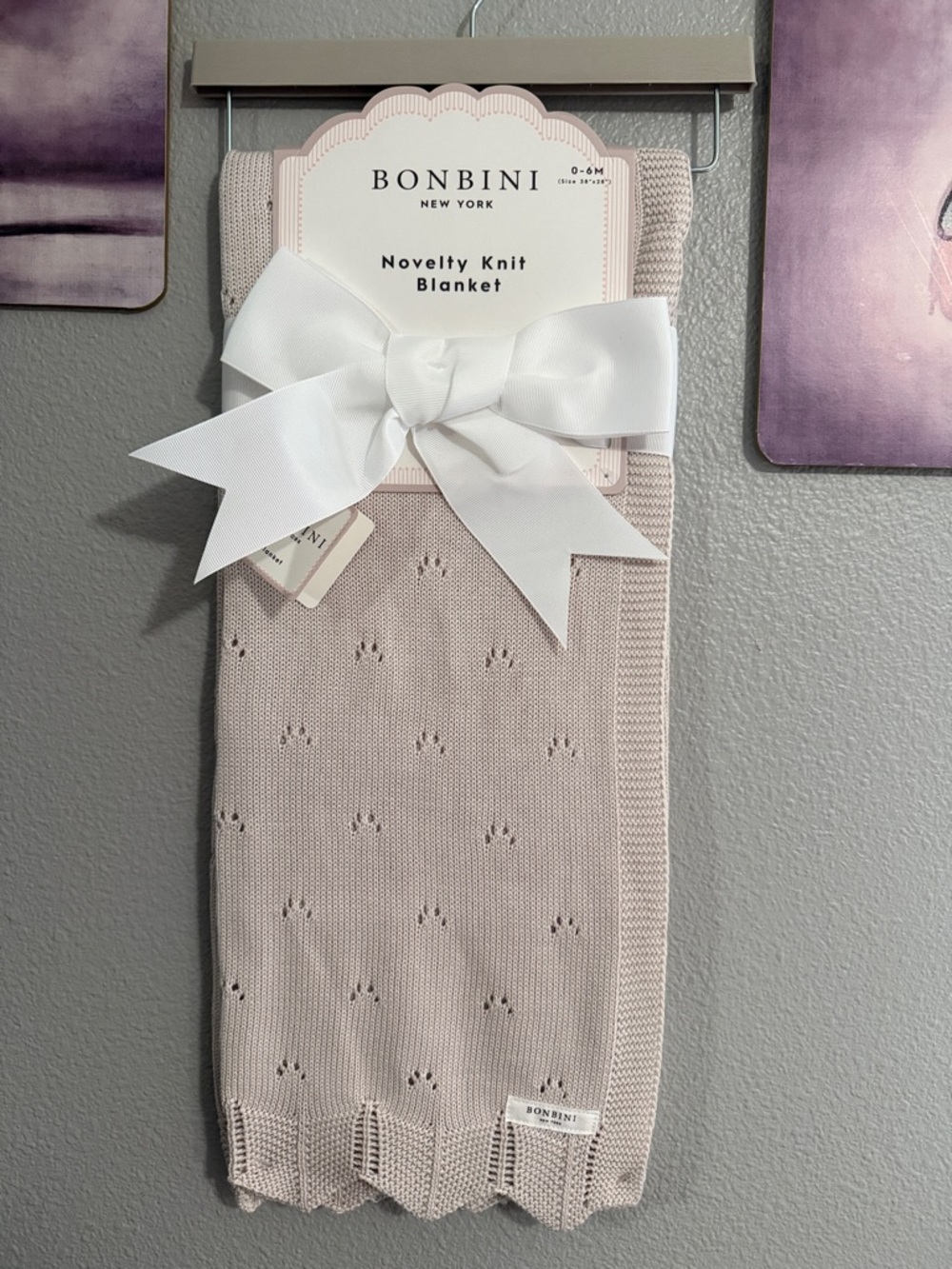 Bonbini knit baby blanket stroller/pram cotton beige taupe color neutral new